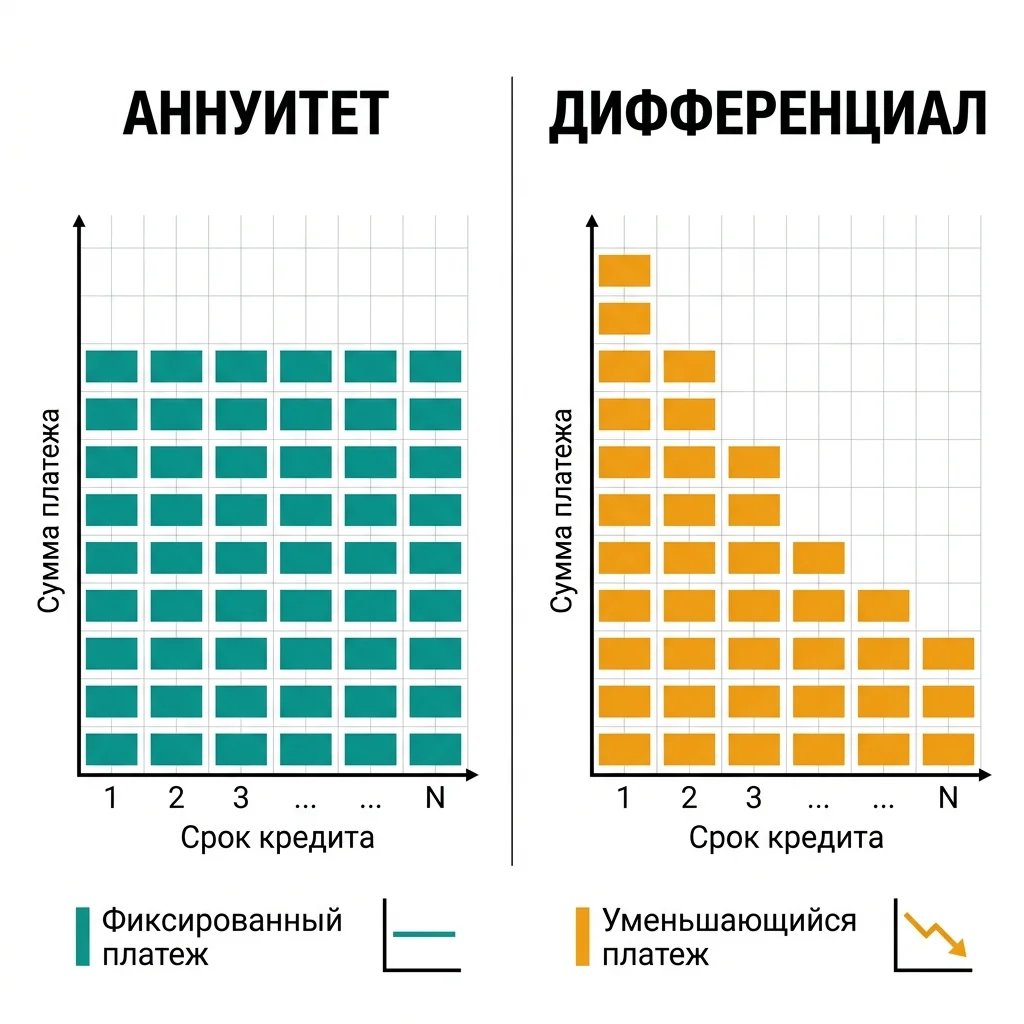Различия аннуитетного и дифференцированного платежей по кредиту